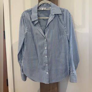 Veronica Beard blue striped blouse. Size 6. Never worn